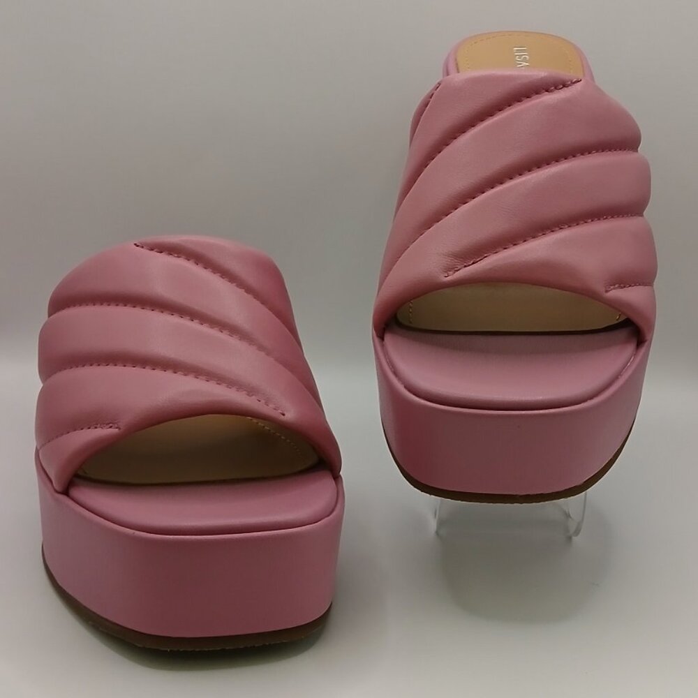 Lisa Vicky Lead-V Quilted Platform Mules - 8M